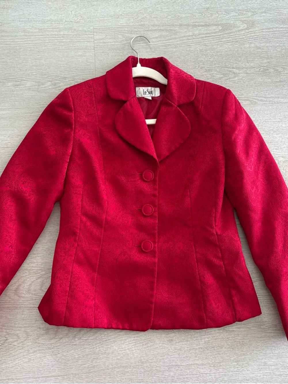 Le Suit Women's Bright Red Tailored Button Front Blazer